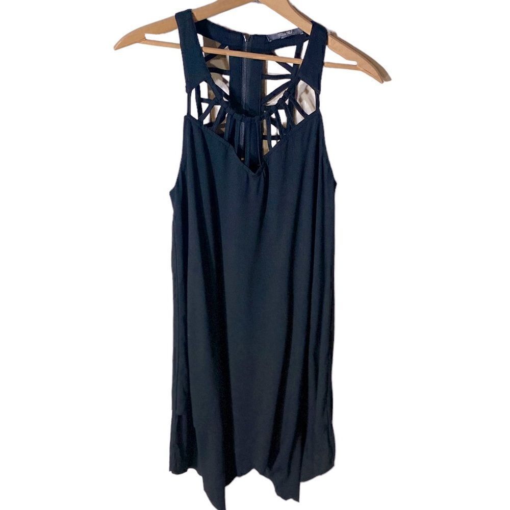 MISS ME Strappy Back Dress Black Mini Size XS